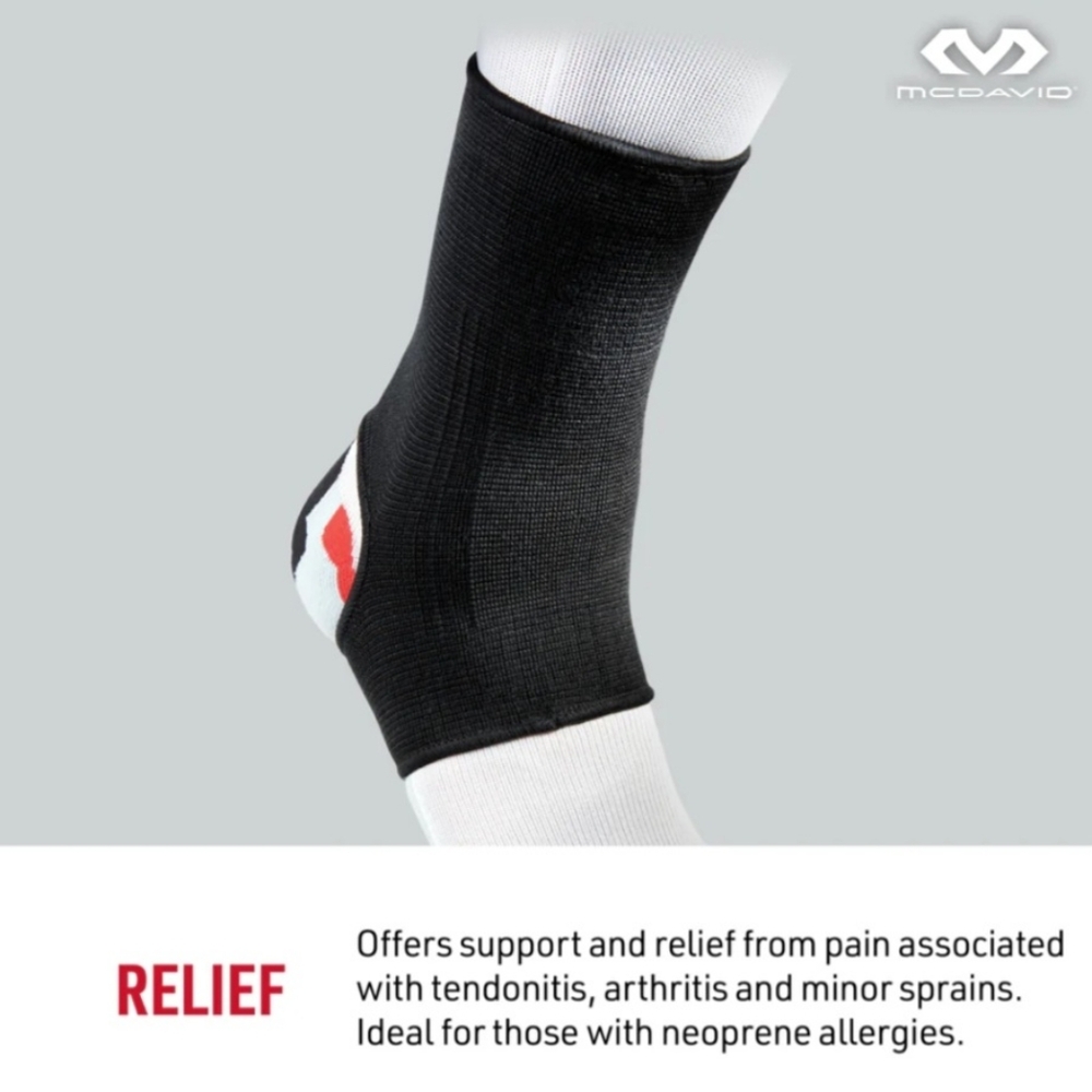 McDavid Black Ankle Support Sleeve Elastic Compression Pain Relief Unisex Medium